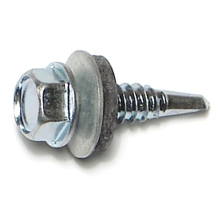 Midwest Fastener Self-Drilling Screw, #14 x 1 in, Zinc Plated Steel Flange Hex Head External Hex Drive, 100 PK 03346